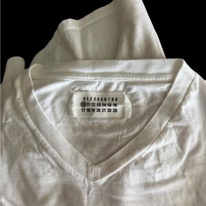 ❌SOLD❌Maison Margiela White Distressed T Shirt V Neck Size 52 (L) SOLD AS IS